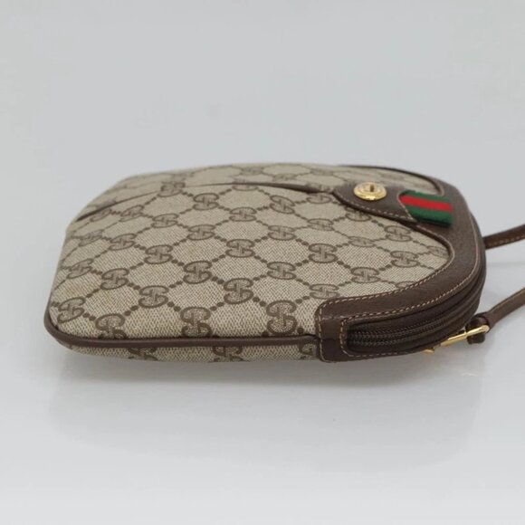 GUCCI GG Supreme Web Sherry Line Bag PVC Beige Gold 904 02 047 Auth - Picture 15 of 16
